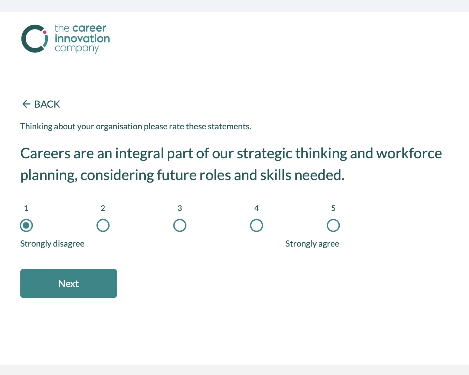 Screen shot of Career Strategy Diagnostic